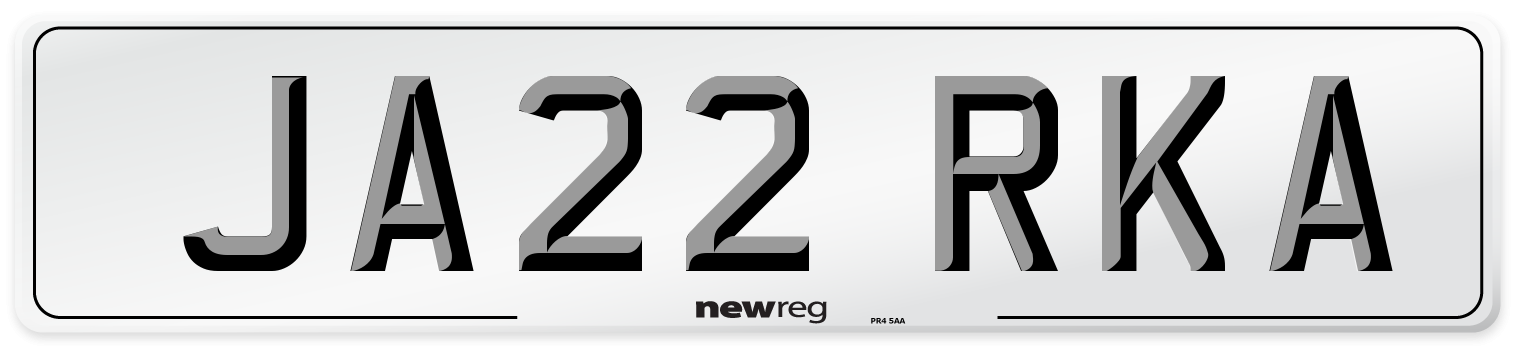 JA22 RKA Number Plate from New Reg